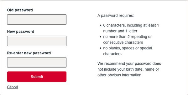 Westpac Live Online Banking dumb password rule screenshot